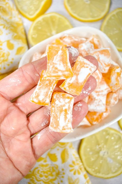 An old-fashioned lemon drops hard candy recipe, made with or without citric acid. Lemon Hard Candy Recipe, Lemon Drops Candy, Lemon Candy Recipe, Hard Candy Recipe, Hard Candy Recipes, Homemade Fudge Recipes, Healthy Candy, Chocolate Candy Recipes, Lemon Drops