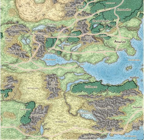 EDITED FORGOTTEN REALMS MAP Forgotten Realms Map, Fantasy Terrain, Advanced Dungeons And Dragons, Fantasy Maps, Rpg Maps, Baldurs Gate, Forgotten Realms, Dungeon Maps, D D Maps