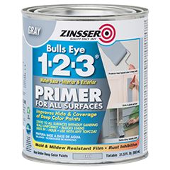 Bulls Eye 1-2-3 Gray Primer 1 quart Primer For Kitchen Cabinets, Water Based Primer, Best Primer, Exterior Stain, Water Based Stain, Paint Primer, Gray Interior, Basement Remodeling, Cool Paintings