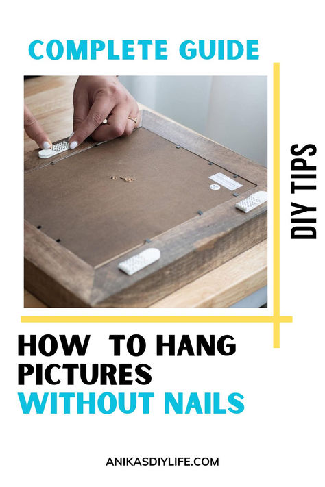 Don't put nail holes in the wall if you don't have to. Here's how to hang pictures on a wall without using nails. It makes it a lot easier to rearrange wall art when you want to! How High To Hang Pictures, How To Hang Pictures Without Nails, Hang Pictures On The Wall, Hanging Pictures Without Nails, Hang A Picture, Orange Peel Texture, Hang Pictures, How To Hang, Hanging Paintings