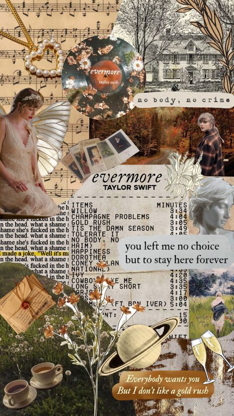 Evermore Aesthetic Collage, Taylor Swift Iphone Wallpaper Collage, Evermore Collage Wallpaper, Taylor Swift Aesthetic Collage Wallpaper, Taylor Swift Shuffle Wallpaper, Lookscreen Iphone Aesthetic Vintage, Are You Ready For It Taylor Swift, Evermore Moodboard, Evermore Aesthetic Wallpaper