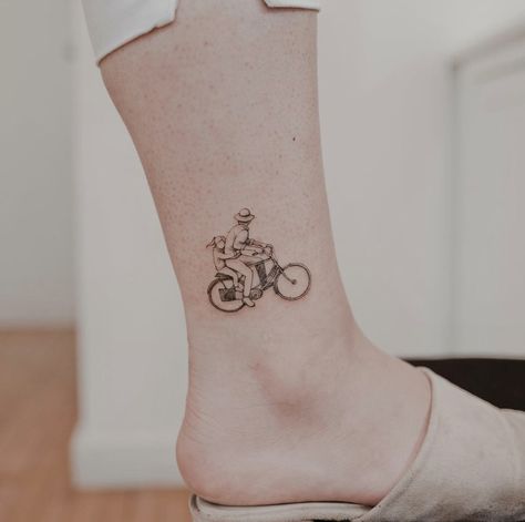 Memorial Tattoo Grandpa, Papa Tattoo, Grandpa Tattoo, Bicycle Tattoo, Father Tattoos, Bike Tattoos, Mom Tattoo, Tattoo People, Spine Tattoos For Women