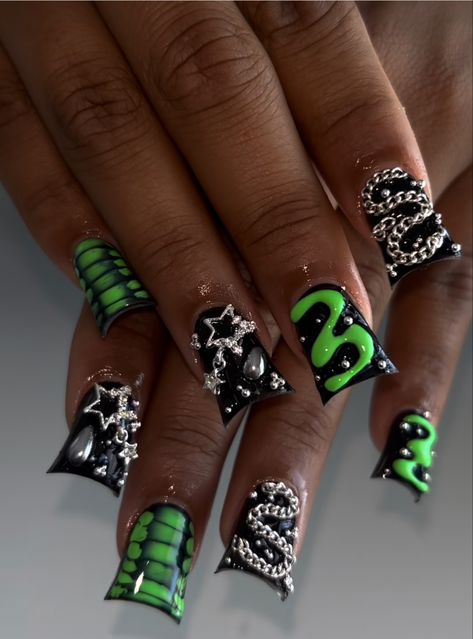 Junk Nails, Punk Nails, Long Acrylic Nail Designs, Hard Nails, Duck Nails, Colored Acrylic Nails, French Tip Acrylic Nails, Short Square Acrylic Nails, Long Acrylic Nails Coffin