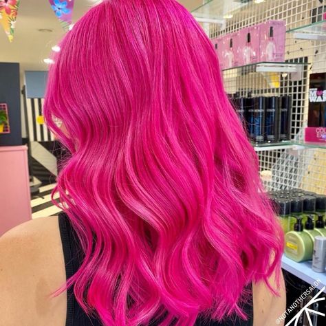 Hot Pink Hair Dye, Chessie Cat, Hair Perms, Bright Pink Hair, Pink Hair Dye, Hot Pink Hair, Colourful Hair, Editorial Hair, Hairstyles For Layered Hair