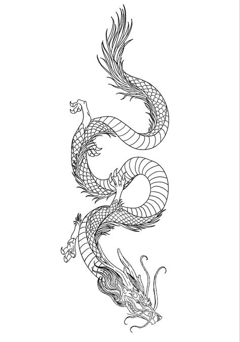 Dragon Tattoo Designs For Men Forearm, Back Outline Template For Tattoo, Dragon Tattoo For Arm, Dragon Tattoo For Women Shoulder, Dragon Tattoo Template, Dragon Line Art Tattoo, Simple Chinese Dragon Tattoo, Dragon Stencil Tattoo, Dragon Tattoo Around Arm