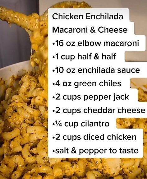 Chicken Enchilada Mac And Cheese, Enchilada Mac And Cheese, Queso Chicken, Cheesy Enchiladas, Slow Cooker Casserole, Meals Ideas, Mac Cheese Recipes, Hamburger Meat Recipes, Chicken Enchilada