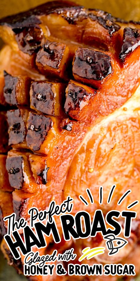 Oven Baked Ham With Pineapple, Ham Baked Brown Sugar, Brown Sugar Rub For Ham, Glaze For Hickory Smoked Ham, Best Honey Ham Recipe, Brown Sugar Glazed Ham Oven, How To Cook A Ham Roast, Honey Roasted Ham, Juiciest Ham Recipe