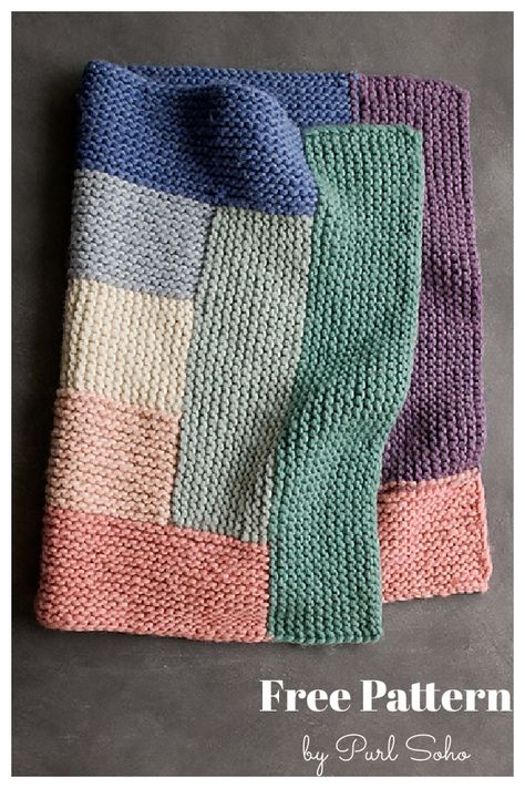 Scrap Blanket, Easy Blanket Knitting Patterns, Knitting Blankets, Knitted Dishcloths, Blanket Squares, Bordados Tambour, Knitted Blanket Squares, Knitting Squares, Knitting Patterns Free Blanket