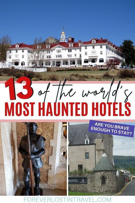 Are you brave enough to stay in one of these hotels? From sinister tales to frightful accidents, ghosts don't seem to want to leave these spooky hotels. Discover some of the most haunted hotels in the world and the stories behind them - which one is your choice for the ultimate Halloween getaway? #hauntedhotels #halloween #travel #foreverlostintravel #hotels #uniquehotels Love Ghost, Savannah Hotels, Haunted Hotels, Hotels Around The World, Haunted Hotel, Most Haunted Places, Unique Hotels, Most Haunted, One Eye