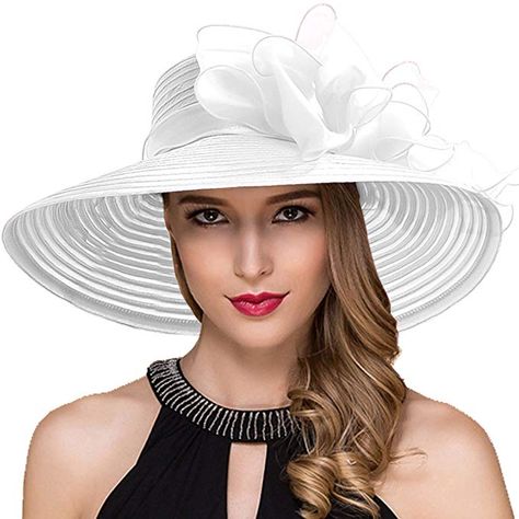 $30.99  Women Kentucky Derby Church Dress Cloche Hat Fascinator Floral Tea Party Wedding Bucket Hat S052 (S062-White) at Amazon Women’s Clothing store: Church Hats For Women, Wedding Bucket, Floral Tea Party, Church Dresses For Women, Derby Hats Fascinators, Derby Dress, Women Church, Tea Party Wedding, Hat Fascinator