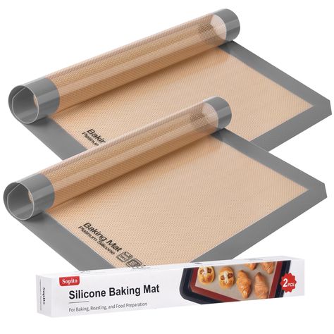 Silicone Baking Mat, Sopito Non Stick, Food Safe Baking Sheet, Heat Resistant 480  Oven Liners, 16.5'' x 11.6'', 2 Pack-Grey Stick Food, Silicone Baking Sheet, Cake Baking Pans, Silicone Mat, Silicone Baking Mat, Baking Mat, Silicone Baking, Pasta Bake, Baking Sheets