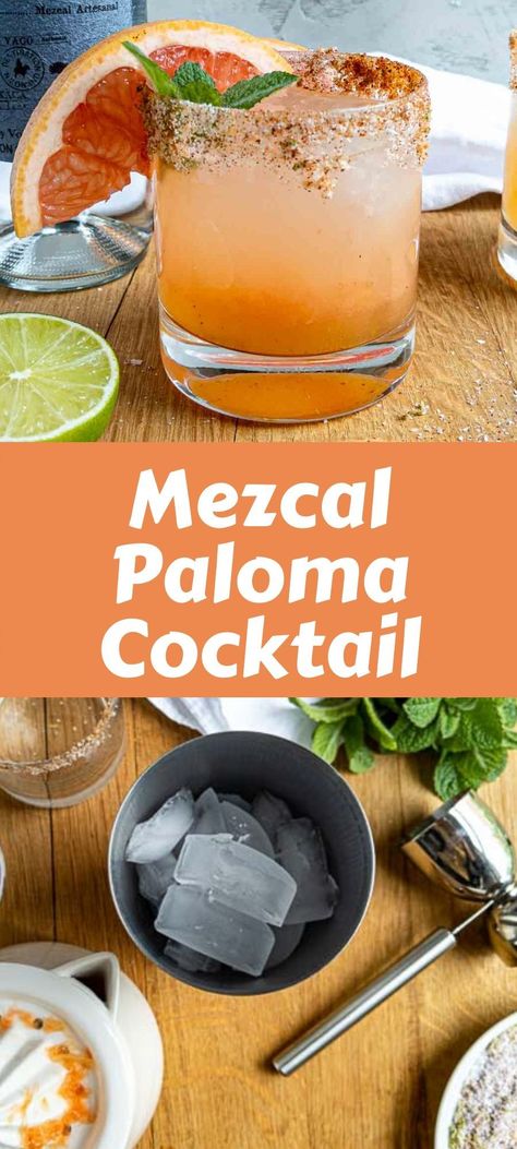 Drinks Made With Mezcal, Smokey Tequila Cocktail, Mezcal Grapefruit Cocktail, Easy Mezcal Cocktails Recipes, Drinks With Mezcal, Mezcal Paloma Cocktail, Anejo Tequila Cocktails Recipe, Smokey Margarita Recipe, Mescal Cocktail Recipe