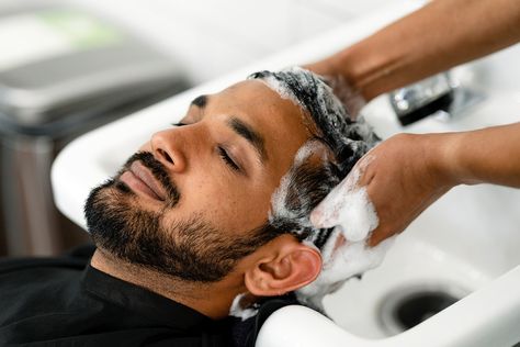 Man getting a hair wash at a barber shop | free image by rawpixel.com / McKinsey Mens Hair Salon, Men Shower, Hair Barber, Beauty Youtubers, Hair Wash, Popsugar Beauty, African American Hairstyles, Washing Hair, Hair Shampoo