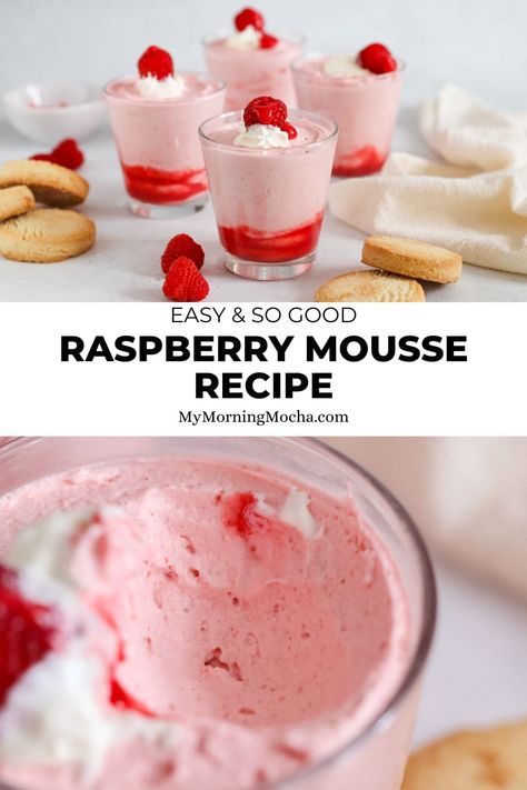 Rasberry Mouse Easy, Easy Raspberry Mousse, How To Make Mousse, Raspberry Mouse, Rhubarb Mousse, Mousse Cake Filling, Cream Cheese Mousse, Fruit Mousse, Raspberry Mousse Cake