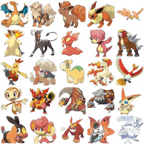 Fire-Type Pokémon (Pictures) - By ecnal79 Fire Type Pokemon, Pokemon Types, There And Their, Pokémon Pictures, Fire Type Pokémon, Fire Pokemon, Gods Will, Pokemon Names, Dragon Type Pokemon