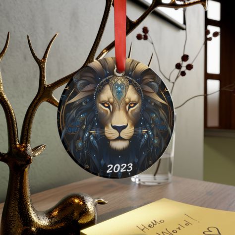 Leo Zodiac Sign Acrylic Christmas Tree Ornament by HealingOutfitterShop on Etsy Zodiac Sign Leo, Zodiac Sign Designs, Leo Zodiac Sign, Beautiful Decorations, Zodiac Signs Leo, Round Ornaments, Leo Zodiac, Black Coffee Mug, Scented Soy Candles