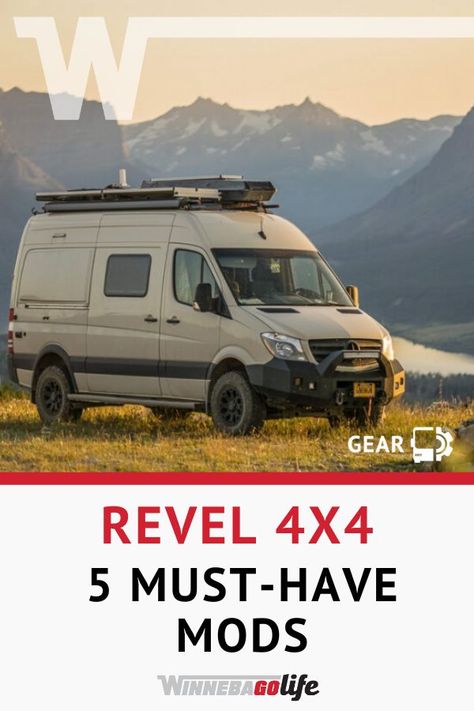 5 Must-Have Mods for a Revel 4x4. How to make the most of your off-road Winnebago and power your adventures. Learn about the modifications that we feel have the biggest impact on your rv lifestyle. We talk about organization, storage, and of course solar! Making these changes will improve your experience and get you out there living the van life in style. #vanlife #winnebagorevel #rvlifestyle #rvlife #winnebagolife Revel Van, Winnebago Revel, Camping Vehicles, Travel Trailer Accessories, Super C Rv, Van Conversion Layout, Eurovan Camper, Rv Gear, Mb Sprinter