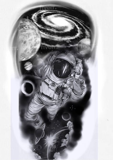 Ojo Tattoo, Galaxy Tattoo Sleeve, Outer Space Tattoos, Space Tattoo Sleeve, Wing Tattoo Men, Arm Tattoos Drawing, Ufo Tattoo, Astronaut Tattoo, Animal Tattoo Ideas