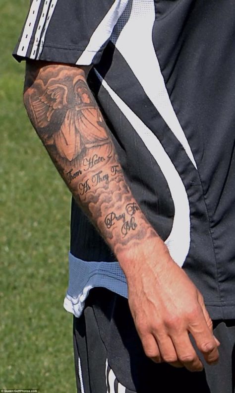 Dark Themed Tattoos, David Beckham Tattoos, Coolest Tattoos, Idea For Tattoo, David Tattoo, Wing Tattoo Men, Men Tattoos Arm, Tattoos Arm Sleeve, Themed Tattoos