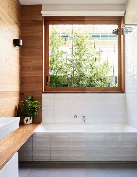 Rammed Earth Meets California Bungalow Relaxing Bathroom, California Bungalow, Rammed Earth, Bathroom Design Inspiration, Earth Homes, Upstairs Bathrooms, Bathroom Renos, Laundry In Bathroom, House Bathroom