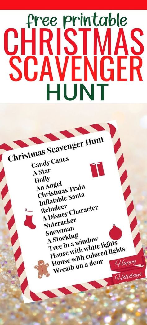 Free Printable Christmas Scavenger Hunt for Kids Outdoor Scavenger Hunt Ideas For Kids Free Printable, Holiday Scavenger Hunt For Adults, Free Christmas Scavenger Hunt Printable, Christmas Scavenger Hunt Ideas For Teens, Free Printable Christmas Scavenger Hunt, Kids Scavenger Hunt Clues, Christmas Scavenger Hunt For Kids, Printable Christmas Scavenger Hunt, Christmas Activities For School