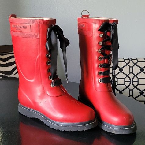 Ilse Jacobsen, Red, Rainboot. Size 37 Weatherproof Boots, Ilse Jacobsen, You Really, Mid Calf, Rubber Rain Boots, Rain Boots, Ribbon, Boots, Red