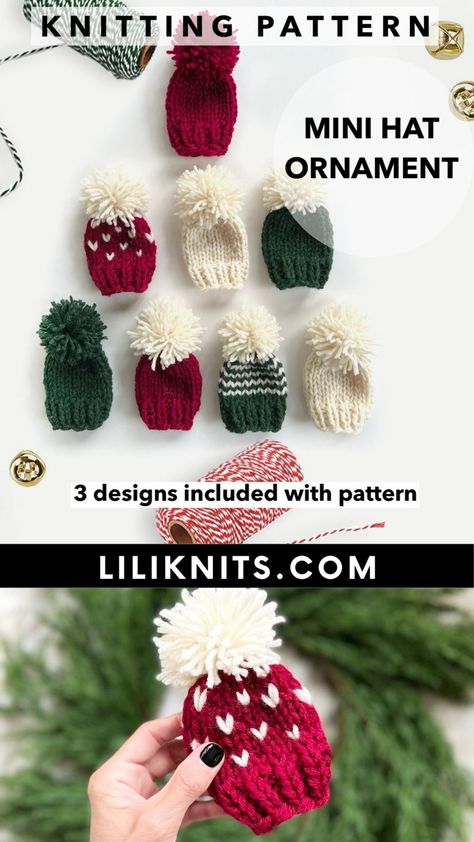 Tiny Hat, Hat Ornaments, Christmas Knits, Basic Knitting, Cable Hat, Mini Hat, Ornament Pattern, Hand Knit Hat, What To Use