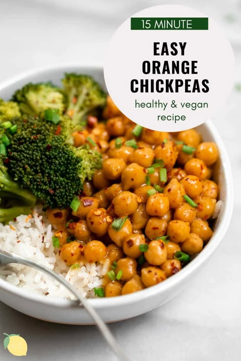 Chick Pea Rice Bowl, Chickpea And Chicken Recipes, Orange Chickpeas, Chickpea Ideas, Cauliflower Bowls, Chickpea Dishes, Chickpea Buddha Bowl, 10 Minute Dinner, Recipe Chickpeas