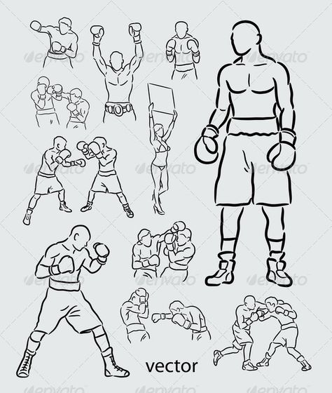 Sport Drawing, Boxing Logo, Boxing Tattoos, Surfergirl Style, Sports Drawings, Logo Symbol, Drawing Vector, Sketches Tutorial, Action Poses