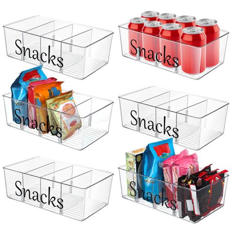 PRICES MAY VARY. Your Storage Savior: embrace simplicity with these 6 clear plastic snack organizers, each marked with the word [snacks]; With enough pieces to fully meet your usage needs, these food organizer bins are an exceptional choice when dealing with packages; As a versatile pantry organizer, it is good for sorting your snacks, spice packs, marinade packs, condiment packs, tea bags, and instant food packs Light but Sturdy: these snack storage containers are crafted from reliability plast Lazy Susan Cabinet Organization, Refrigerator Pantry, Snack Storage Containers, Food Organizer, Coffee Tools, Instant Food, Storage Hacks Diy, Pantry Organizer, Drink Storage