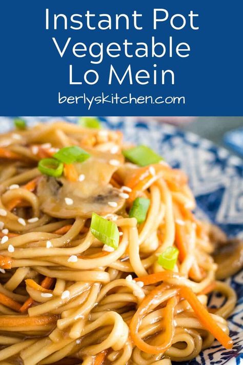 Faster than take-out! Our Instant Pot vegetable lo mein is the perfect substitution for restaurant lo mein. Best of all, it's done in less than 30 minutes! #berlyskitchen Best Chinese Recipes, Veggie Lo Mein, Vegetable Lo Mein, Lo Mein Recipes, Best Chinese Food, Vegetable Recipe, Instant Pot Air Fryer, Asian Inspired Dishes, Lo Mein