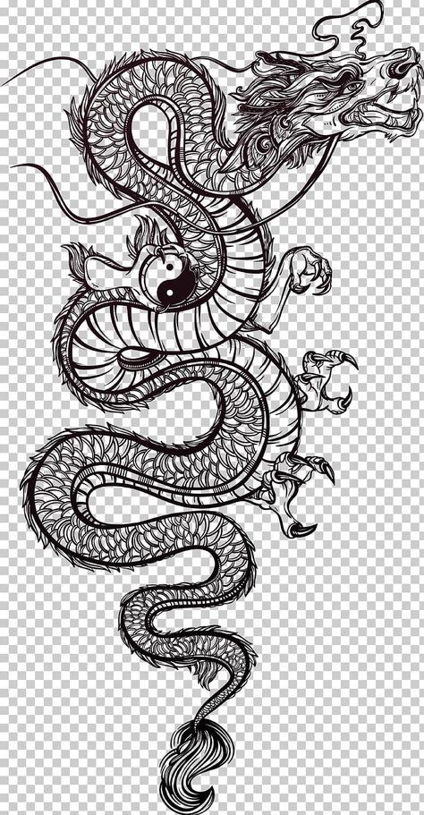 Dragon Tattoo Outline, Chinese Dragon Tattoo, Dragon Tattoo Vector, Dragon Tattoo Drawing, Orca Tattoo, Small Dragon Tattoos, Dragon Tattoo Art, Chinese Dragon Tattoos, Dengeki Daisy