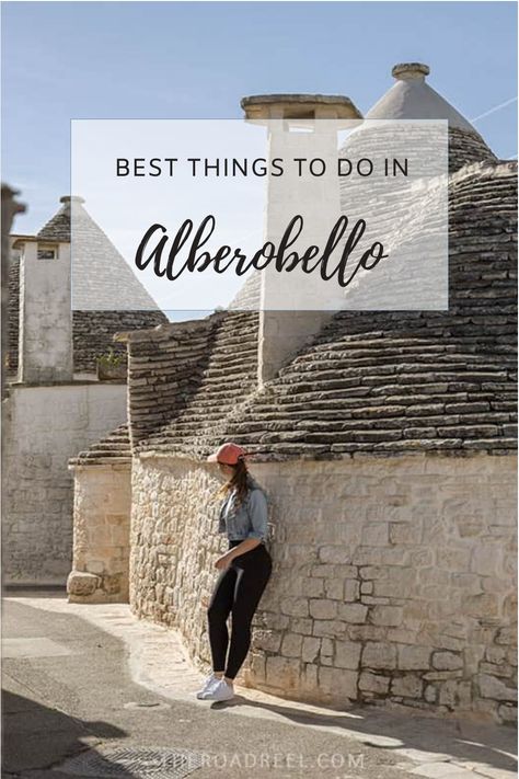 Best Things to Do in Alberobello written over a woman walking past traditional trulli houses. Alberobello Photo Ideas, Italy Alberobello, Alberobello Italy, Basic Italian, Cozy Restaurant, Italy Pictures, Stay Overnight, Unique Buildings, Travel Advice