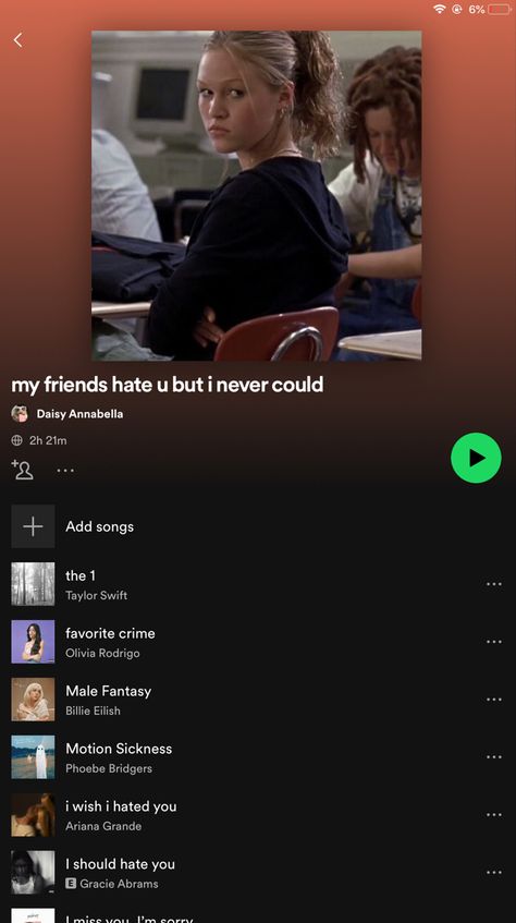 My friends hate you, i could never hate you, spotify playlist, my friends hate you more than i do Songs For Friends, Playlist Songs, Playlist Names Ideas, Playlist Names, Girls Things, Therapy Playlist, Upbeat Songs, Names Ideas, Popular Songs