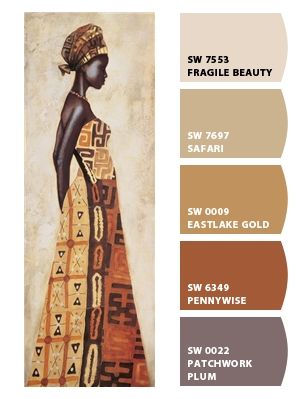 Paint colors from ColorSnap by Sherwin-Williams African Palette Color, African Inspired Color Palette, African Colour Palette Color Inspiration, Africa Colour Palette, African Color Palette Colour Schemes, Africa Color Palette, African Colour Palette, African Color Palette, Africa Colors