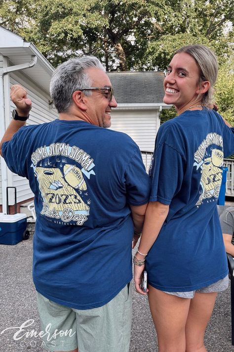 Dads Weekend Merch, Family Weekend Sorority Shirts, Dads Weekend Shirts Sorority, Dads Weekend Sorority, Dads Day Sorority, Parents Weekend Sorority, Dads Weekend, Sorority Themes, Sigma Sigma Sigma