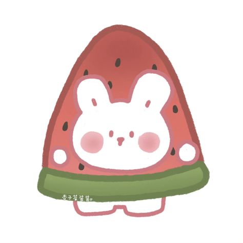 Watermelon Animals, Watermelon Drawing, Watermelon Cartoon, Hello Kitty Printables, Fruits Drawing, Cute Watermelon, Pink Icons, Bunny Drawing, Doodle Images