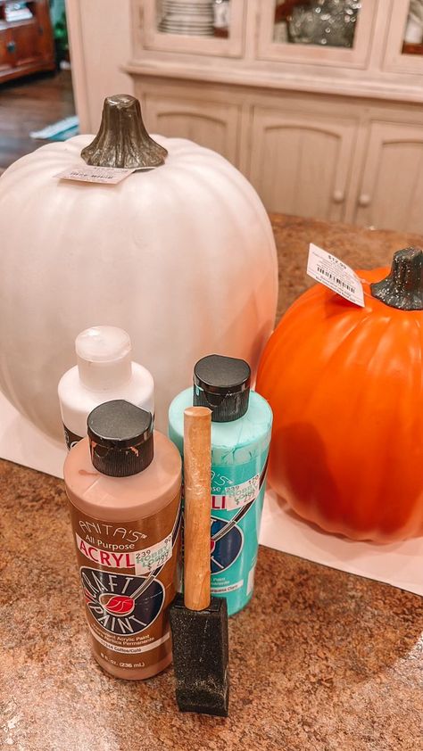 How To Paint Artificial Pumpkins - Shaw Avenue Painting Artificial Pumpkins, Painting Faux Pumpkins Ideas, Painting Foam Pumpkins, Painting Fake Pumpkins, How To Paint Plastic Pumpkins, Paint Fake Pumpkins, Plastic Pumpkins Makeover, Acrylic Paint On Plastic, Fake Pumpkins