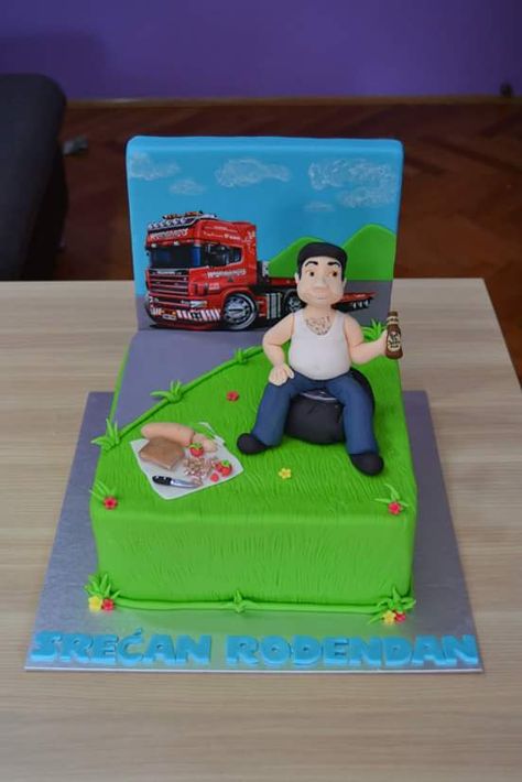 Truck driver by Zaklina Truck Driver Cake, Logging Truck Cake, Cake For Truck Driver, Trailer Cakes Truck, Semi Truck Cakes For Men, Semi Truck Cake Topper, 18th Birthday Cake, Cute Christmas Wallpaper, Retirement Parties