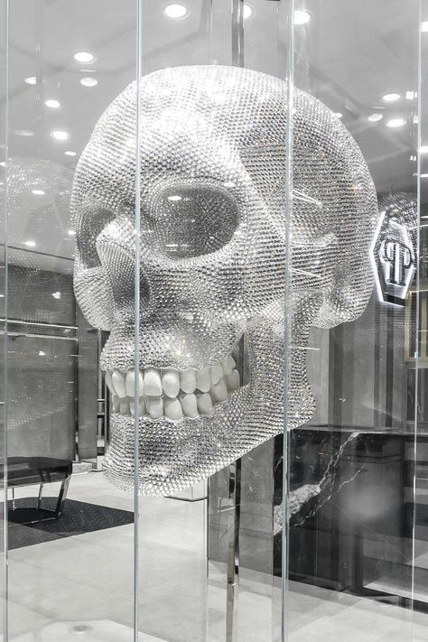 PHILIPP PLEIN OPENS IN KAZAN Philip Plein, Popup Store, Luxurious Fashion, Skull Artwork, Skull Decor, Fashion Stores, Spooky Scary, Black And White Aesthetic, Beige Aesthetic