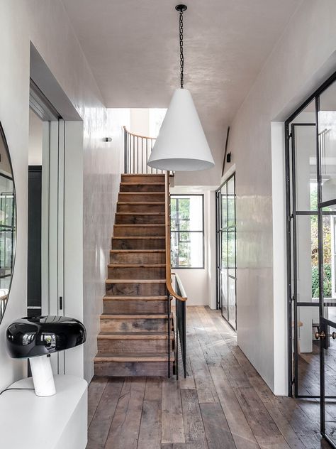 Blue Family Rooms, Plain English Kitchen, Leather Banquette, Blue Shelves, Steel Frame Doors, Bold Paint Colors, Timber Slats, Global Home, Victorian Townhouse