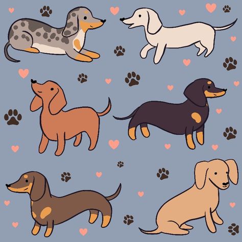 Dachshund dog illustration cartoon small dog Cartoon Weiner Dog, Wiener Dog Illustration, Daschund Illustration, Dachshund Wallpaper, Dachshund Cartoon, Dachshund Illustration, Sleeping Drawing, Dog Pack, Cartoon Dogs