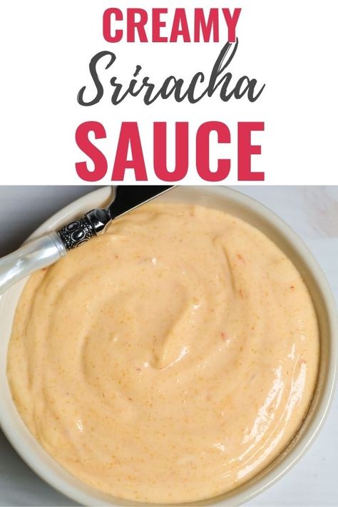 Creamy Sriracha Sauce recipe is creamy, spicy, and so tasty. This sauce adds a punch to burgers, sandwiches, fries and more! Creamy Sriracha Sauce, Sriracha Mayo Recipe, Sriracha Sauce Recipe, Healthy Sauce Recipes, Siracha Sauce, Sriracha Recipes, Homesteading Recipes, Sandwich Sauces, Sriracha Chicken