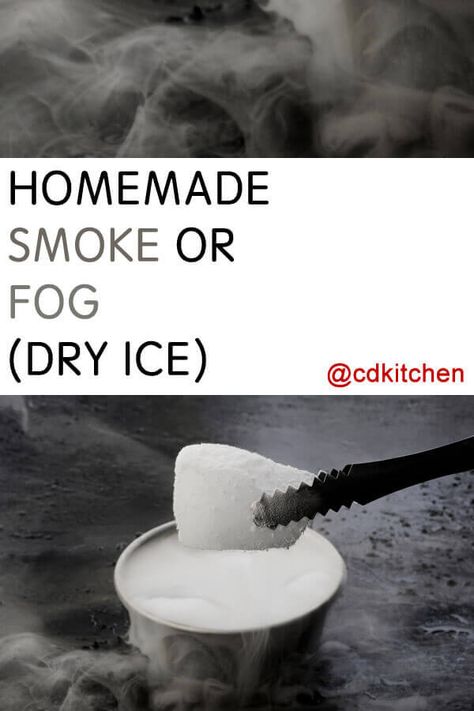 Homemade Smoke or Fog (Dry Ice) - Whether you're going for a spooky Halloween ambiance or want to make a truly spectacular presentation for your dessert display, dry ice can help! Simple ingredients, simple instructions, simply showstopping. Made with dry ice, water, bucket | CDKitchen.com Dry Ice Fog Diy, Dry Ice Cooler, Dry Ice Halloween, Dry Ice Cocktails, Dry Ice Drinks, Dry Ice Experiments, Aloe Vera Juice Benefits, Ice Recipe, Ice Party