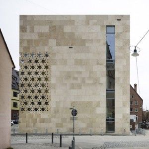 Ulm Synagogue by  Kister Scheithauer Gross,  That small area using the Star of David is an excellent touch. Kolumba Museum, Limestone Cladding, Architectural Orders, Romanesque Architecture, Limestone Wall, Stone Facade, Sacred Architecture, Cultural Architecture, Education Architecture