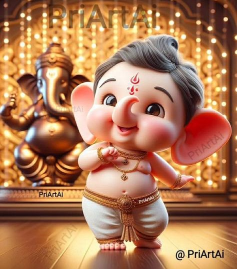 Baby Ganesha Cute, Baby Ganesha Murti, Oh My Friend Ganesha, God Cartoon, My Friend Ganesha, Om Ganesh, Ganesh Rangoli, Feather Garland, Happy Krishna