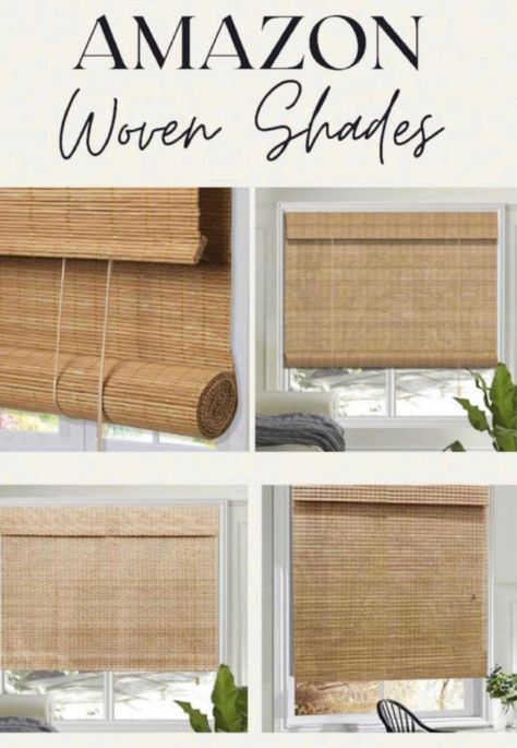 Amazon Woven Shades Roman Shades Living Room, Roman Shades Kitchen, Bamboo Window Shades, Light Filtering Window Treatments, Bamboo Roman Shades, Best Blinds, Woven Wood Shades, Wood Window, Bamboo Blinds