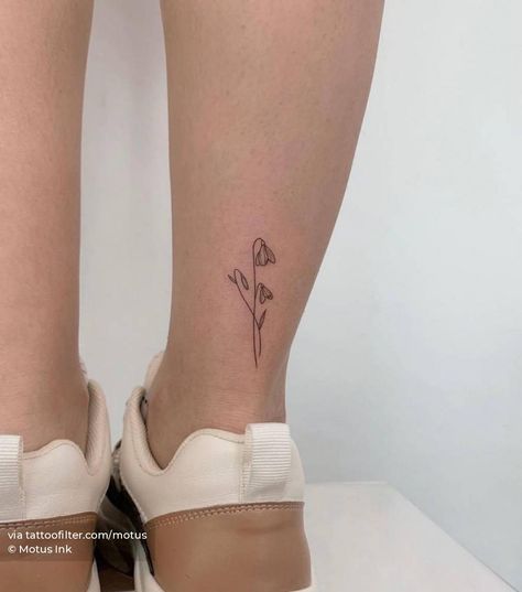 Snowdrop flower tattoo in fine line Bluebell Tattoo, Birth Flower Tattoo Ideas, Snowdrop Flower, Daffodil Tattoo, Flower Tattoo Ideas, Poppies Tattoo, Small Flower Tattoos, Skeleton Hand Tattoo, Birth Flower Tattoos