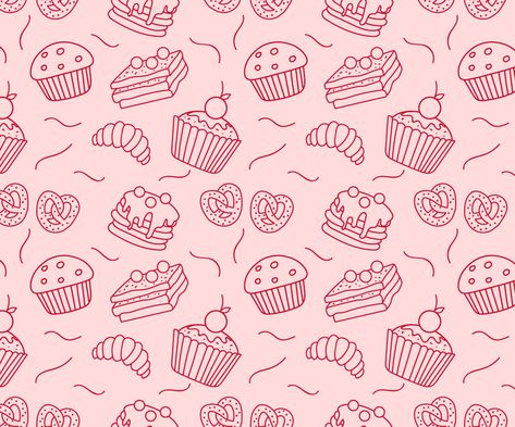 Food Snack Menu Meal Hand Drawn Doodle Seamless PatternPlease read the following information:You will get a ZIP file that needs to be extracted. Then you will Cake Pattern Design, Food Pattern Design, Bakery Graphics, Bakery Wallpaper, Bakery Pattern, Free Seamless Pattern, Baking Wallpaper, Bakery Website, Wallpers Pink