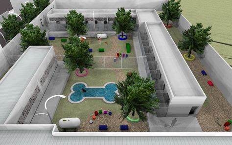 Dog Training Center Design, Pet Resort Design, Dog Daycare Design Pet Resort, Dog Room Ideas Outdoor, Dog Boarding Facility Ideas Floor Plans, Pet Hotel Ideas, Dog Sanctuary Ideas, Dog Hotel Ideas Pet Resort, Dog Hotel Design